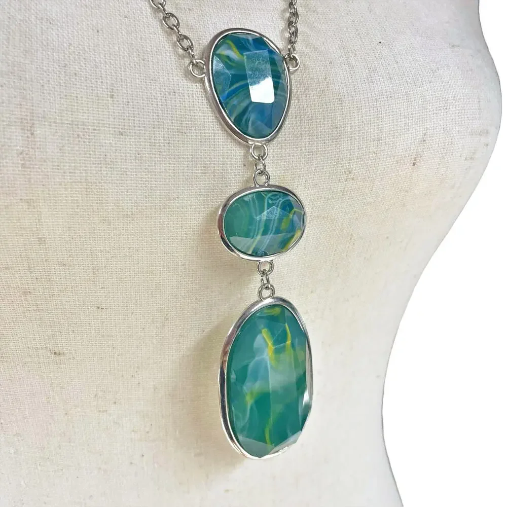 Faceted Stacked Blue/Green Acrylic 